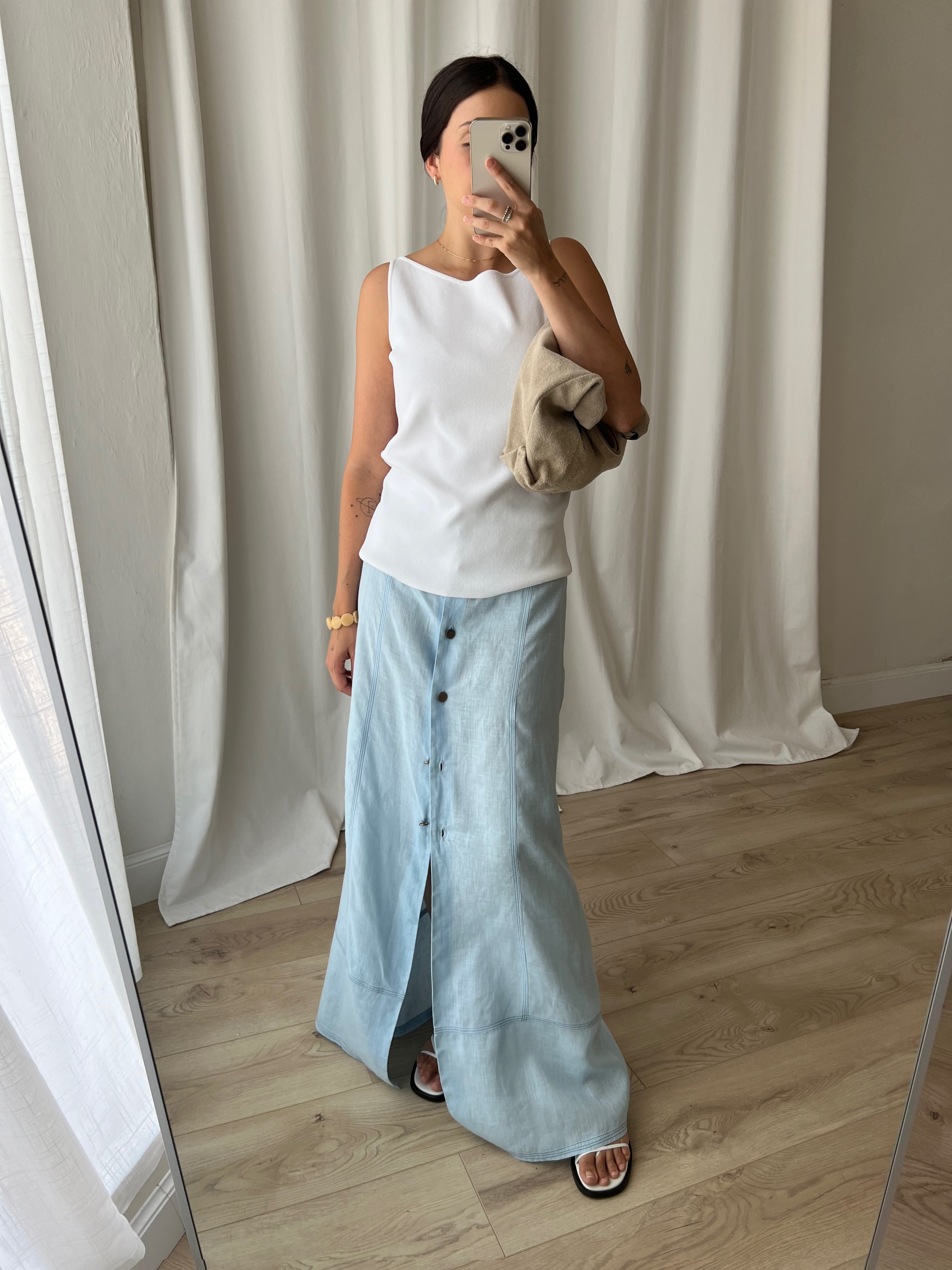 Made In italy 100% linen long skirt