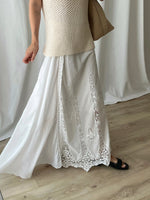 Pure cotton lace details long skirt