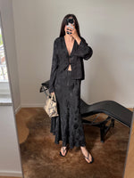Oriental liquid midi skirt - Black
