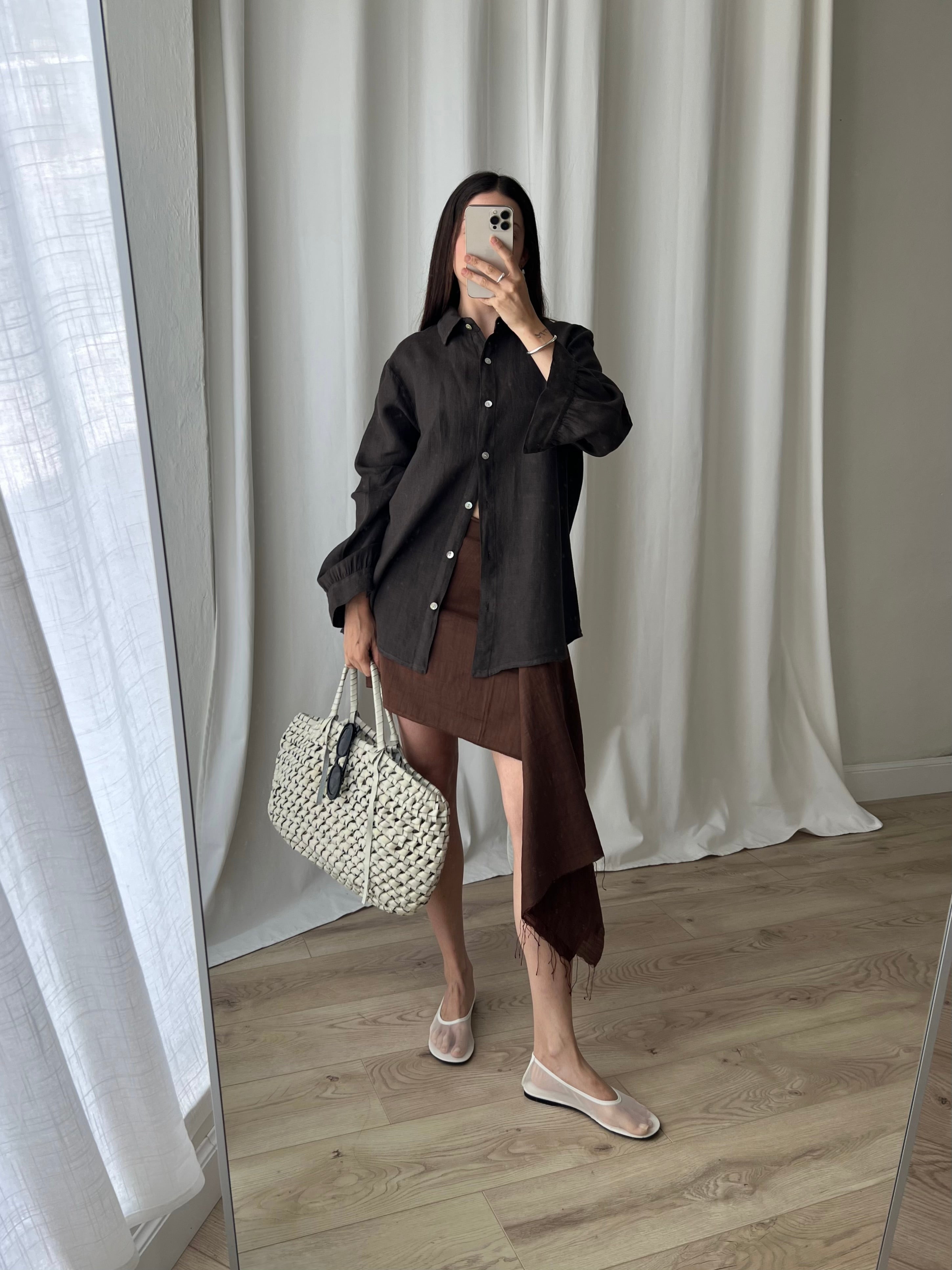 100% Linen comfy shirt - Espresso