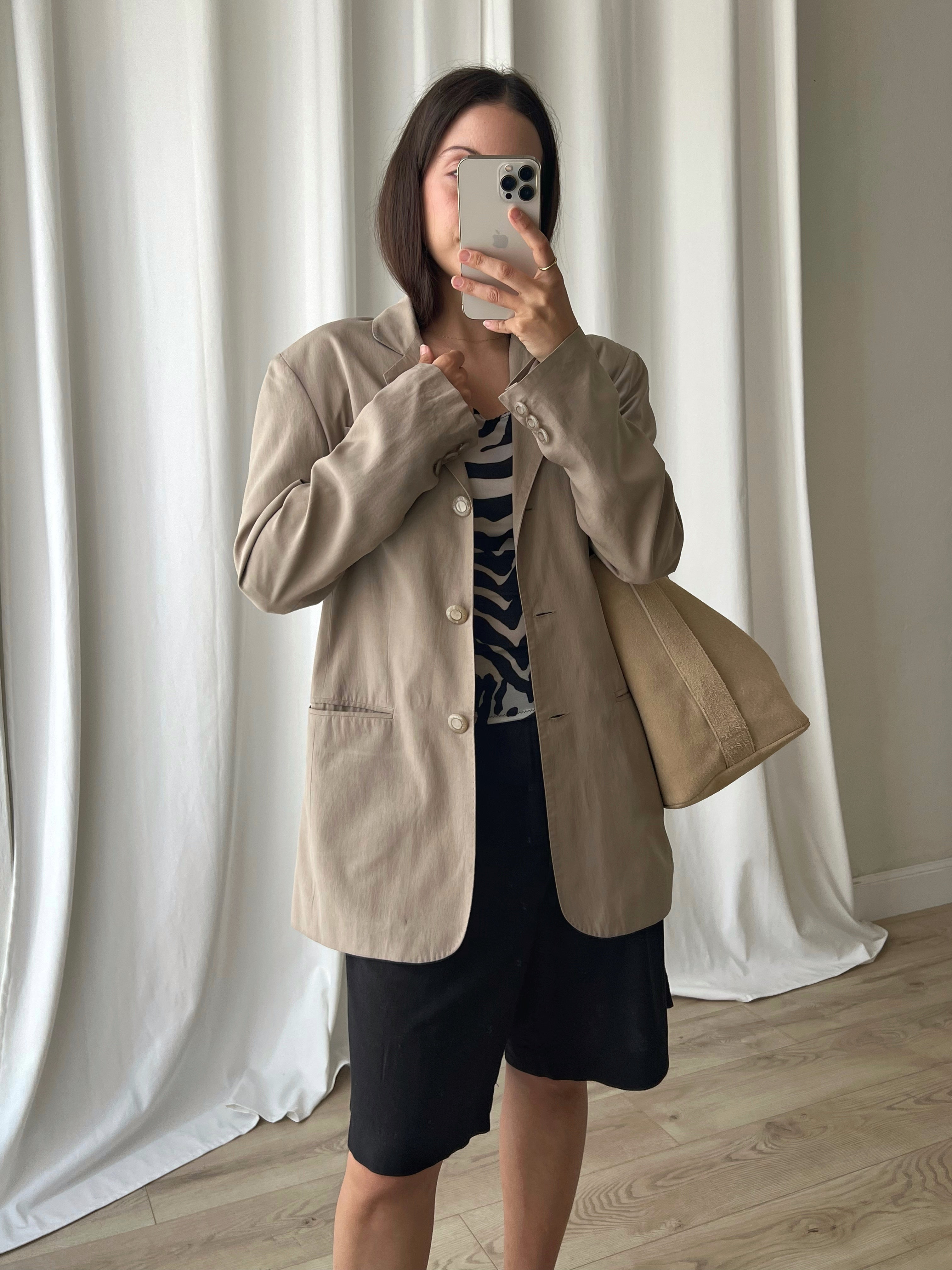 Pure silk taupe blazer