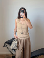 Ribbed tank top - Camel