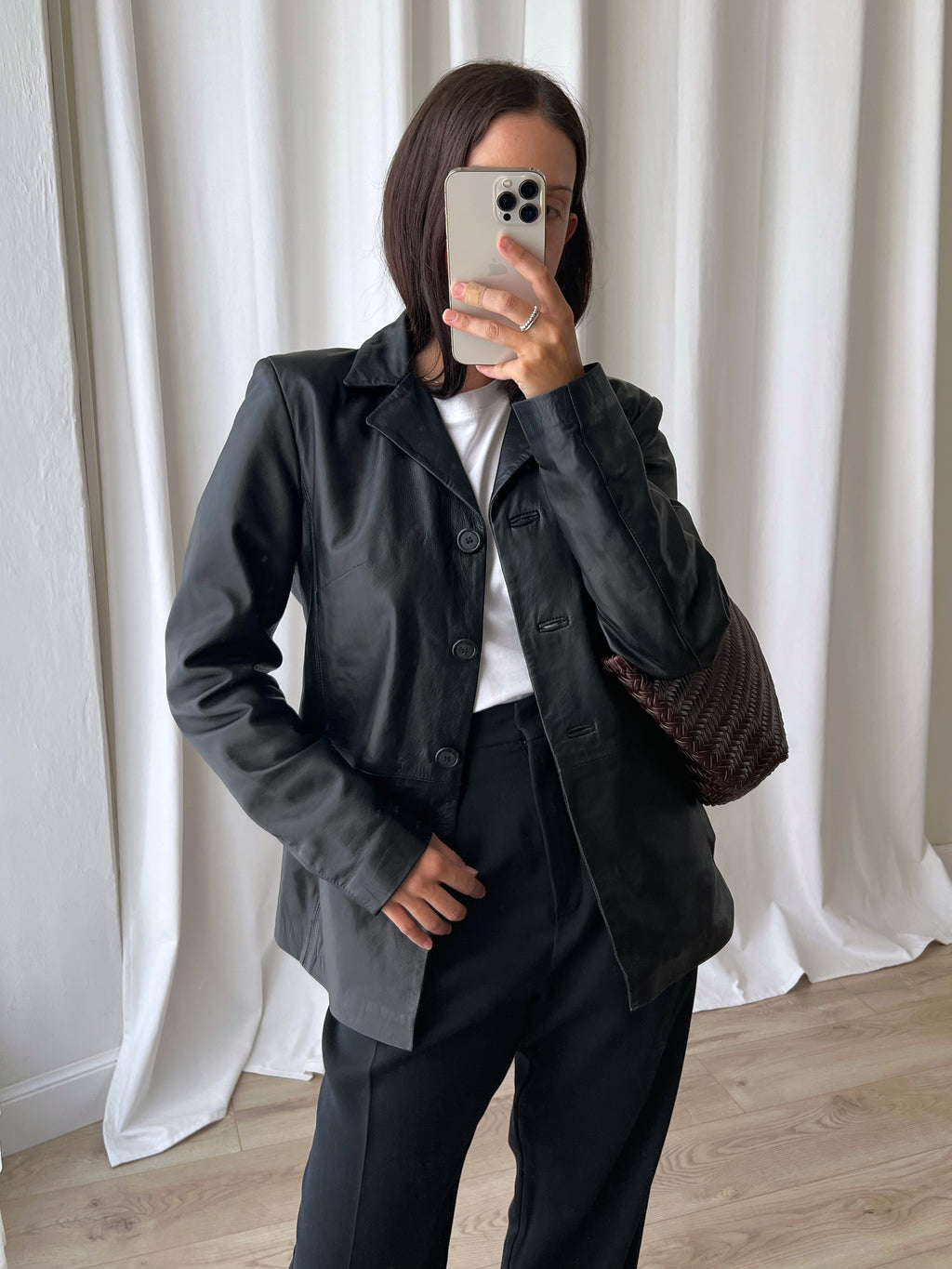 100% Leather black blazer