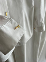 Pure cotton golden buttons white shirt