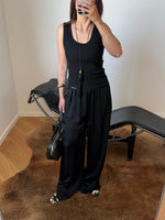 Silk & viscose liquid pants - Black