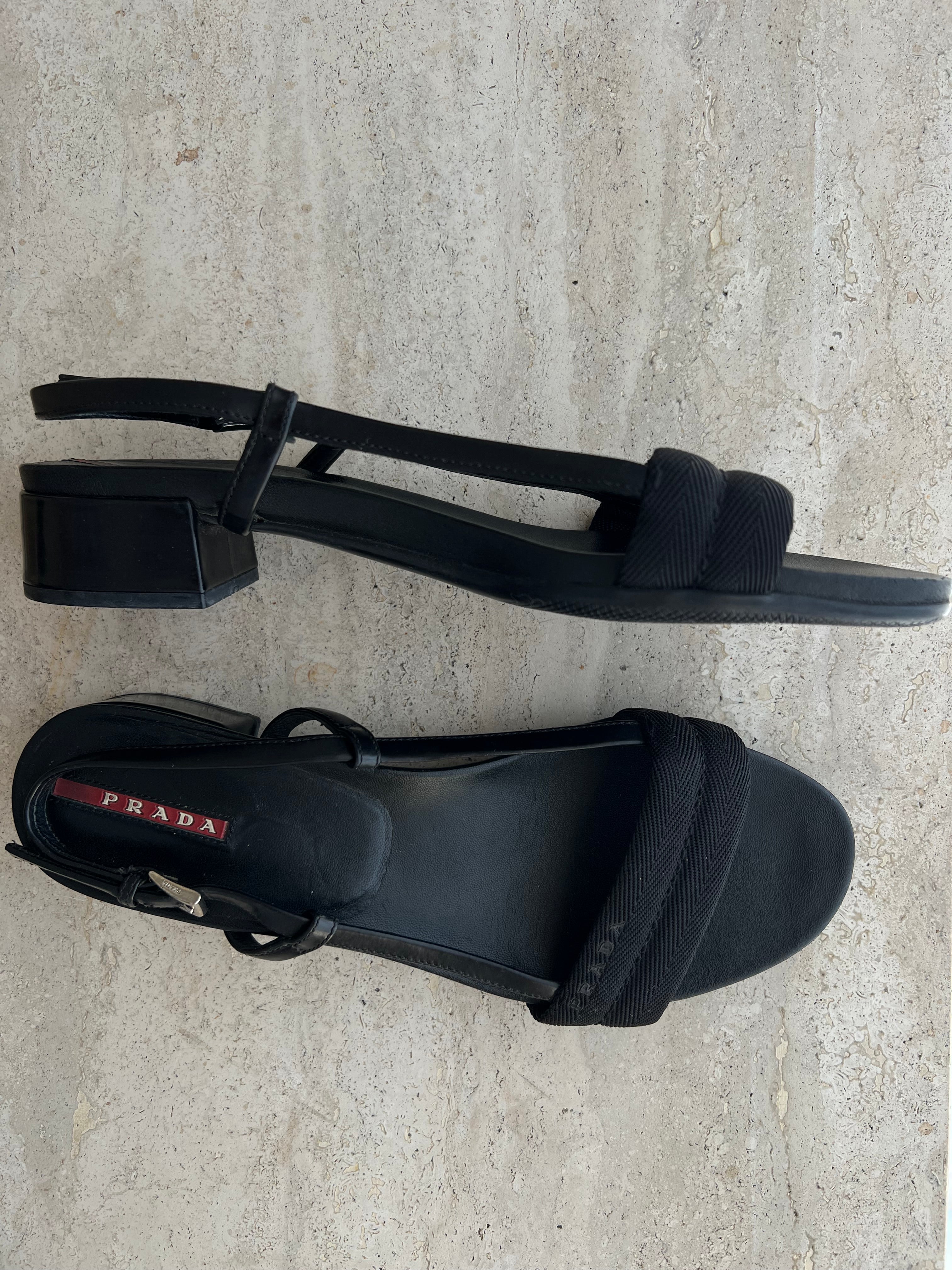 Prada leather black sandals