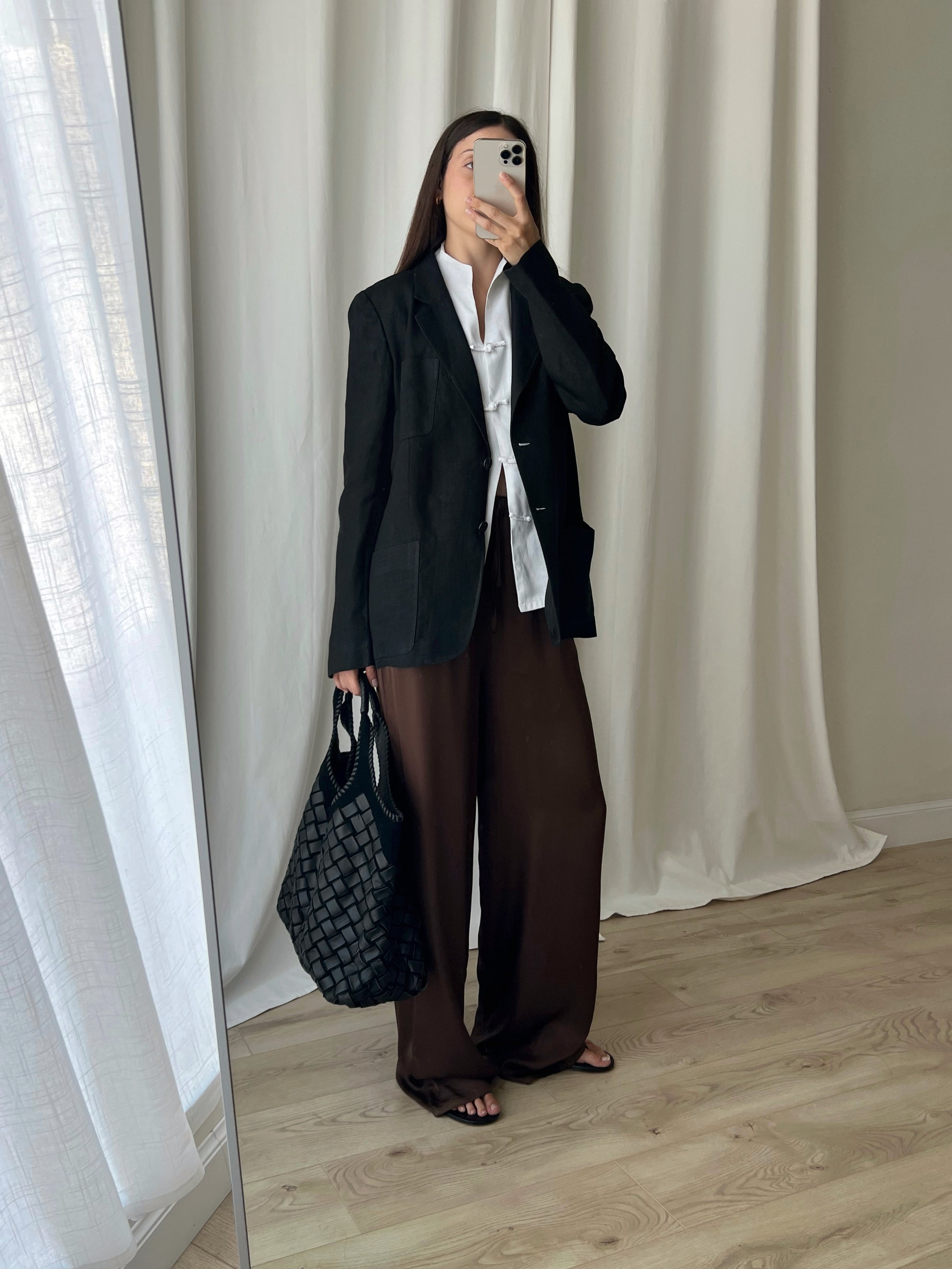Pure linen black blazer