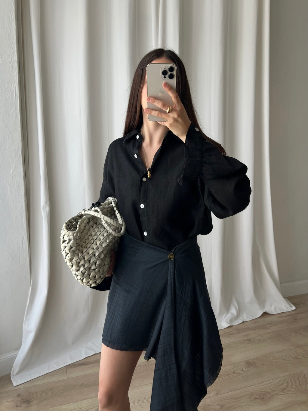100% Linen comfy shirt - Black