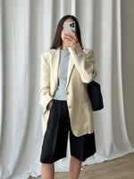 Pure linen genderless light beige blazer