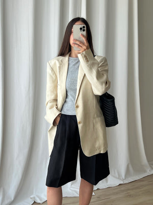 Pure linen genderless light beige blazer