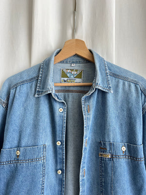 Pure cotton genderless denim shirt