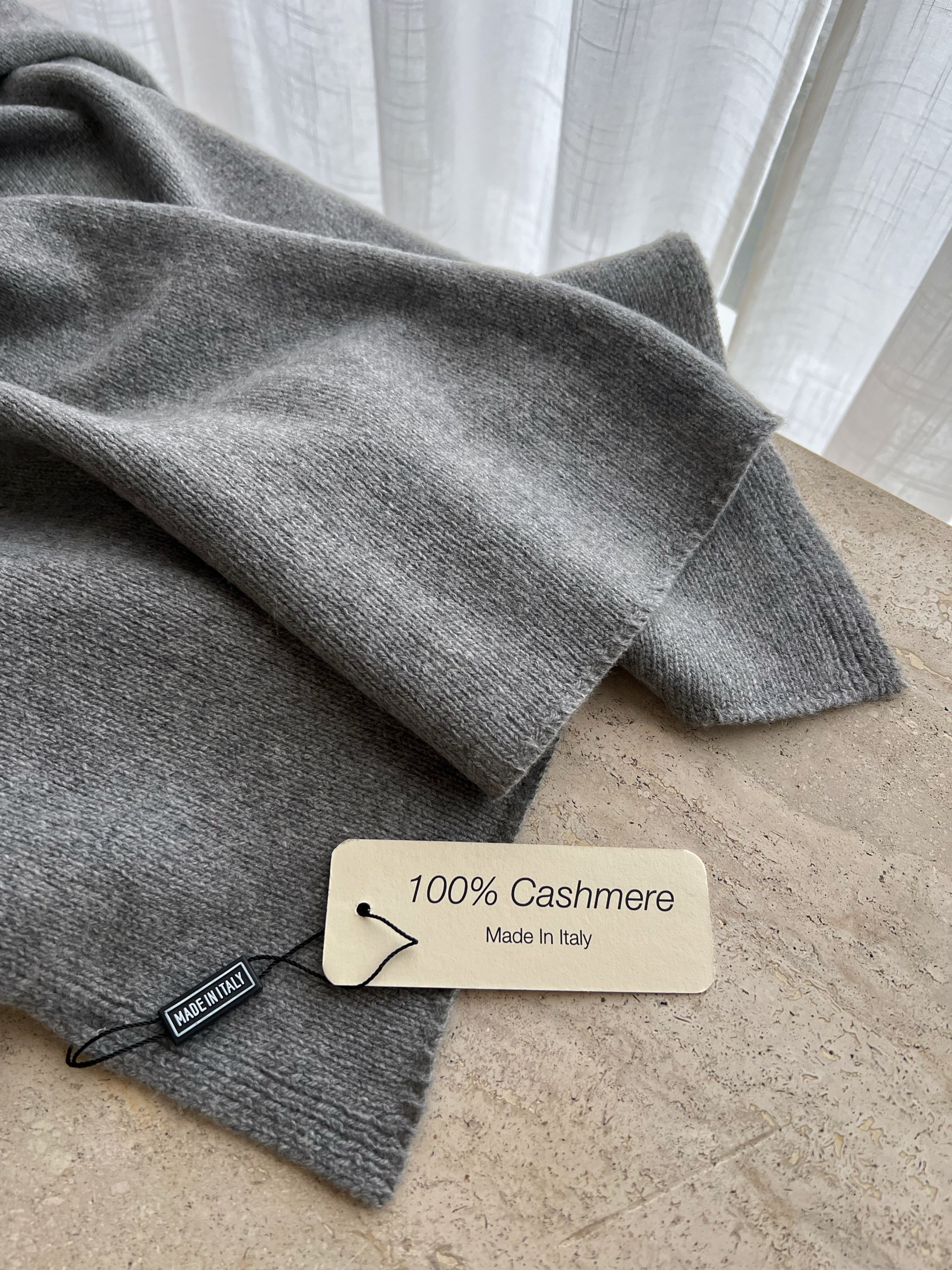 Pure cashmere cosy scarf - Pearl grey