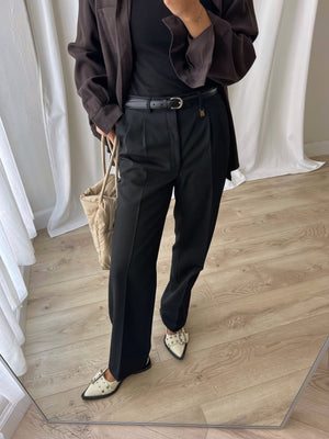 Tailored wool blend black pants