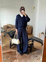 Pure viscose tailored pants - Navy