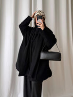 Wool and cashmere black scarf coat