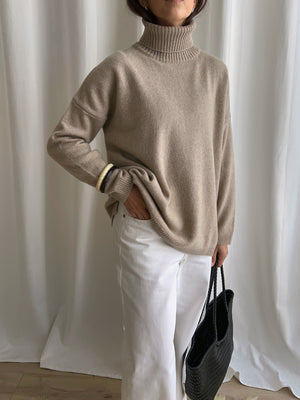 Pure cashmere cosy turtleneck - Beige