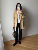 Real suede leather beige trench jacket