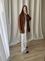 Real suede leather light brown jacket