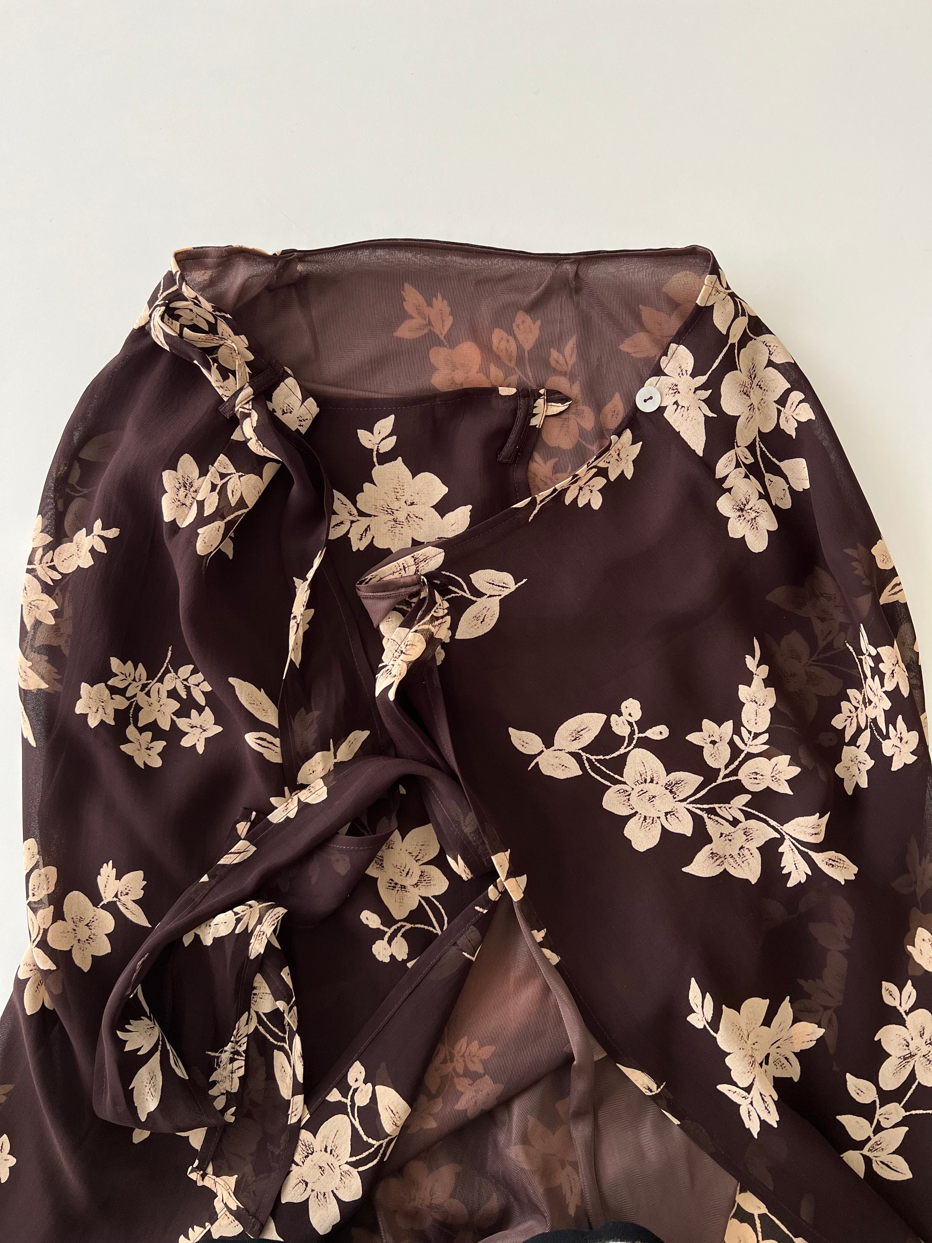 Viscose blend long flowers skirt