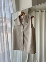 Linen beige sleeveless top