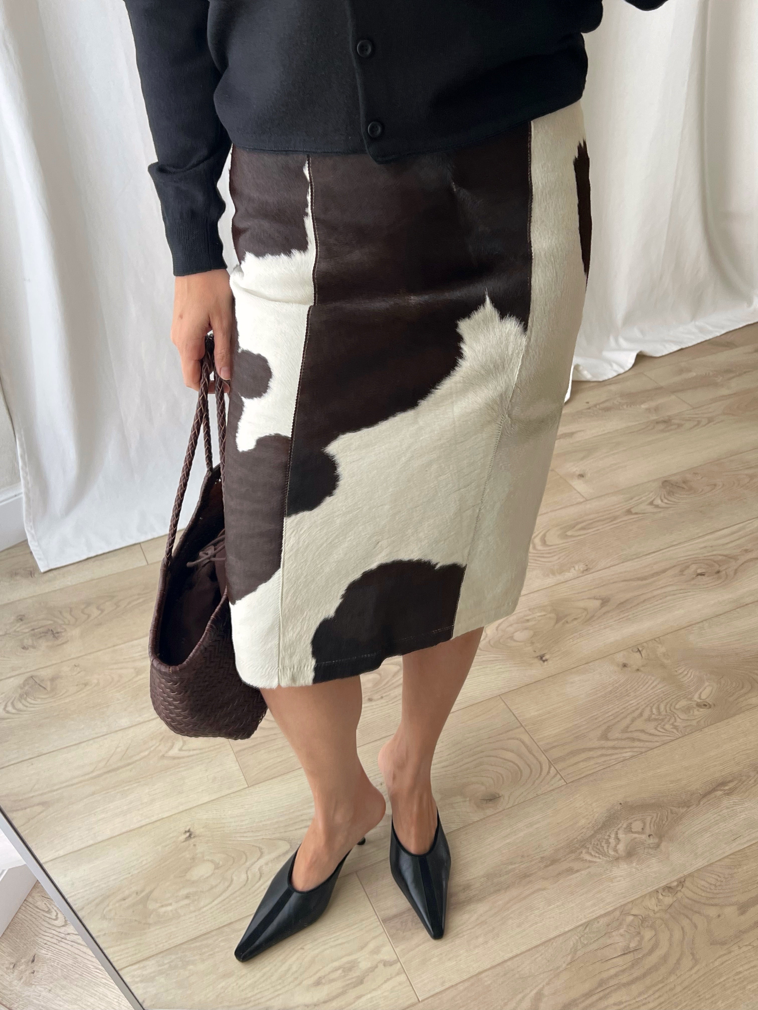 Patrizia Pepe real leather cow skirt