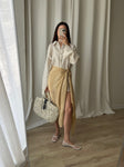 Cotton & silk pareo - Golden beige