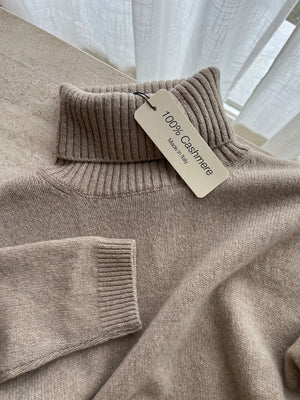 Pure cashmere cosy turtleneck - Beige