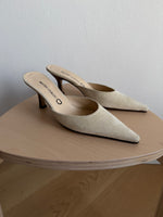 Real suede leather cream mule