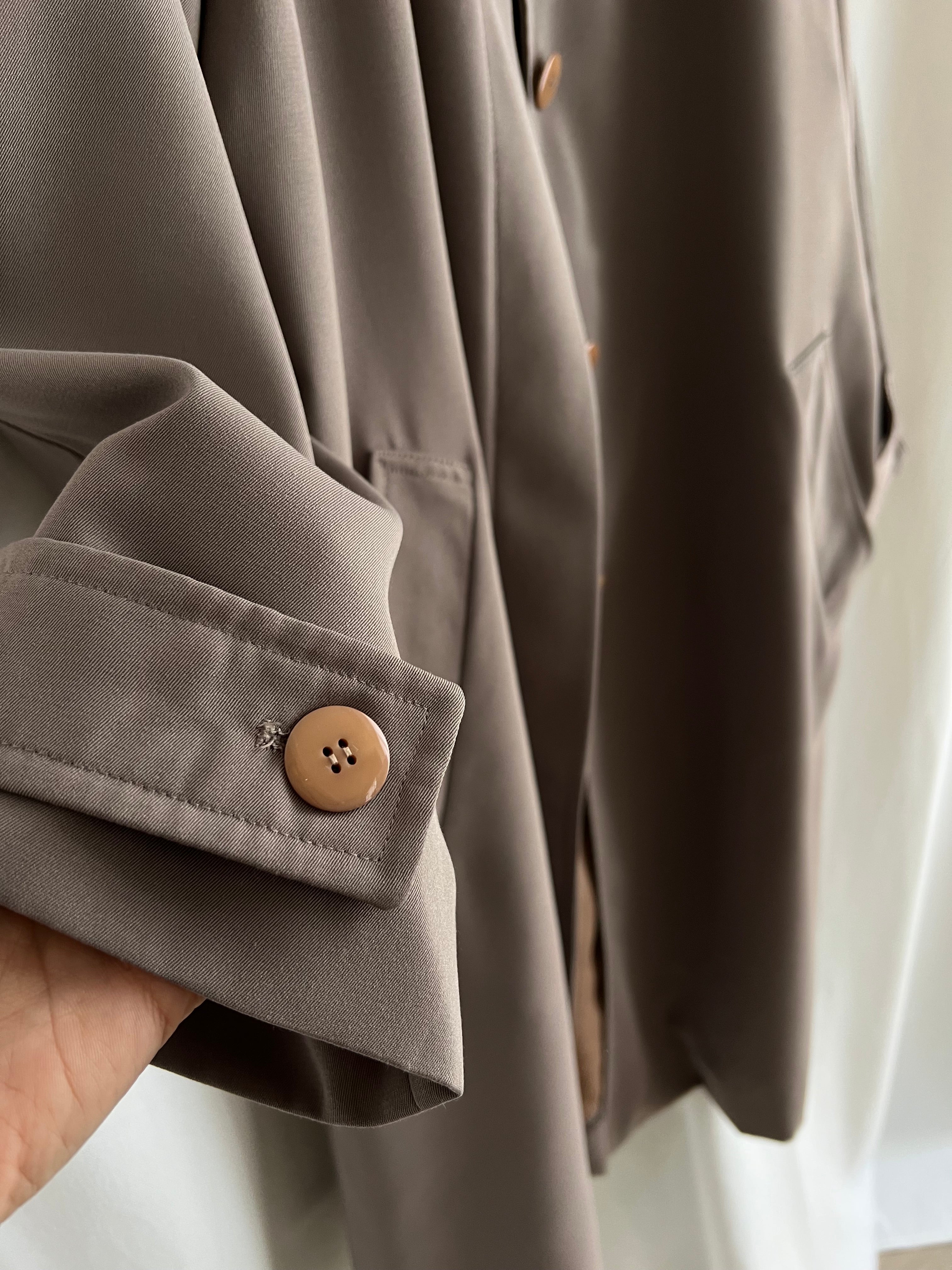 Wool blend mud green trench coat