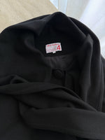 Wool and cashmere black scarf coat