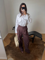Tailored 100% linen pants - Cacao