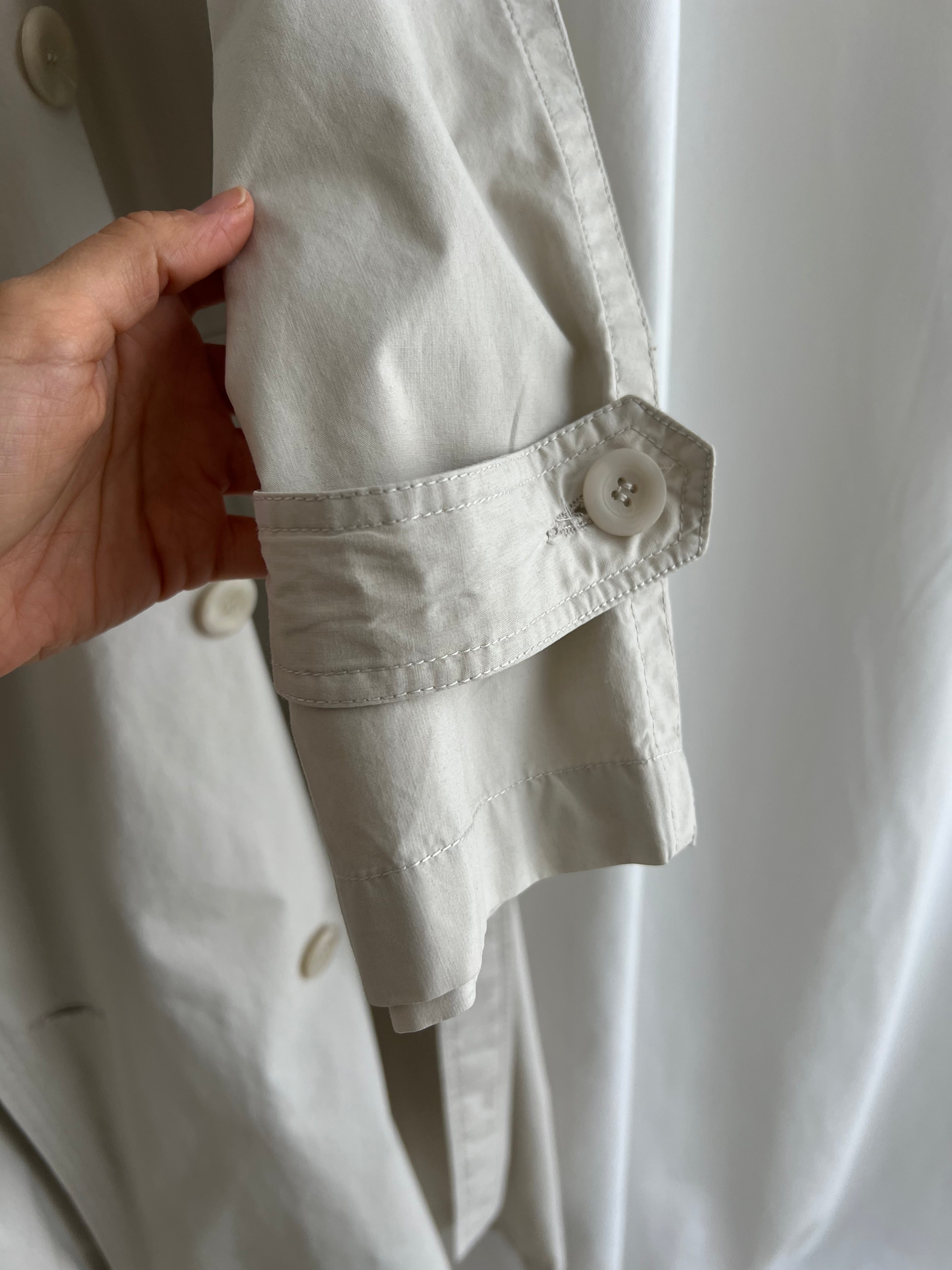 Pure cotton ice white long trench