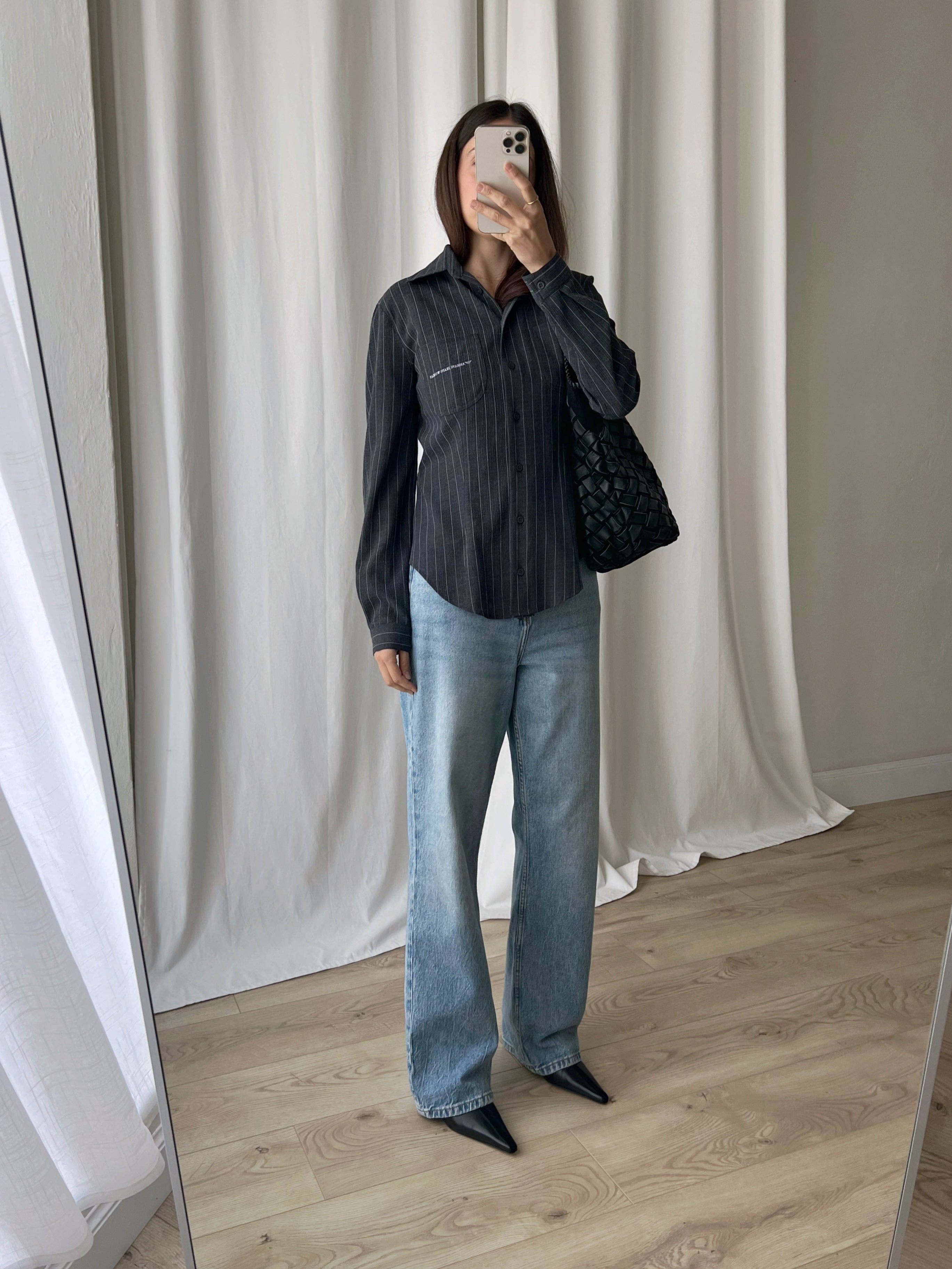 Armani viscose blend pinstriped shirt