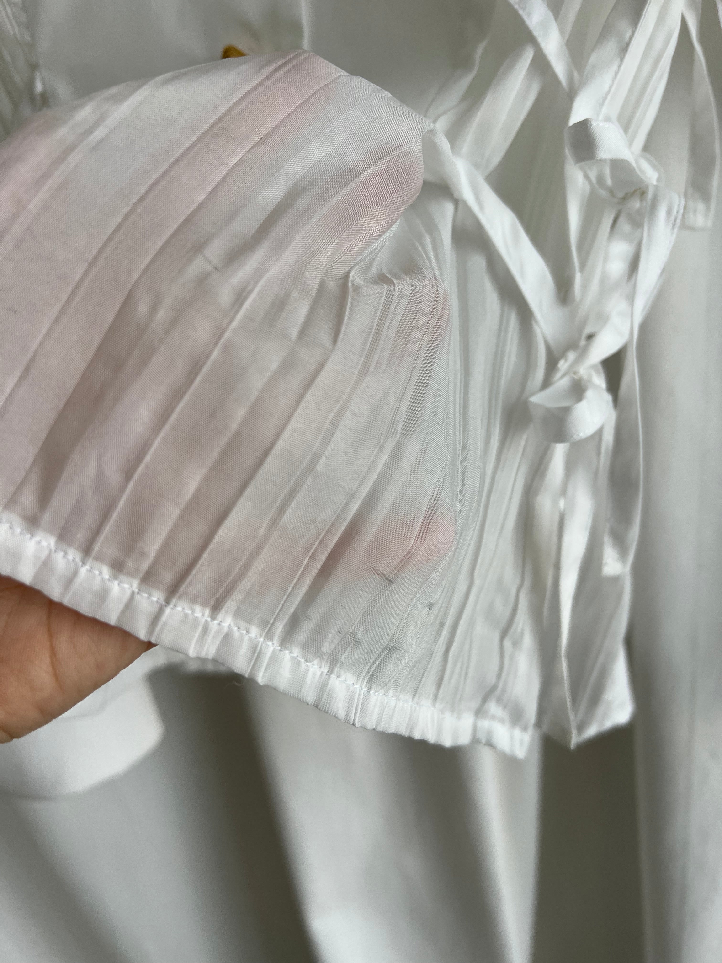 Pure cotton ribbon details white shirt