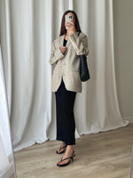 Pure linen genderless striped blazer