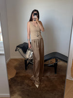 Silk & viscose liquid pants - Camel