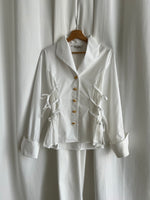 Pure cotton ribbon details white shirt