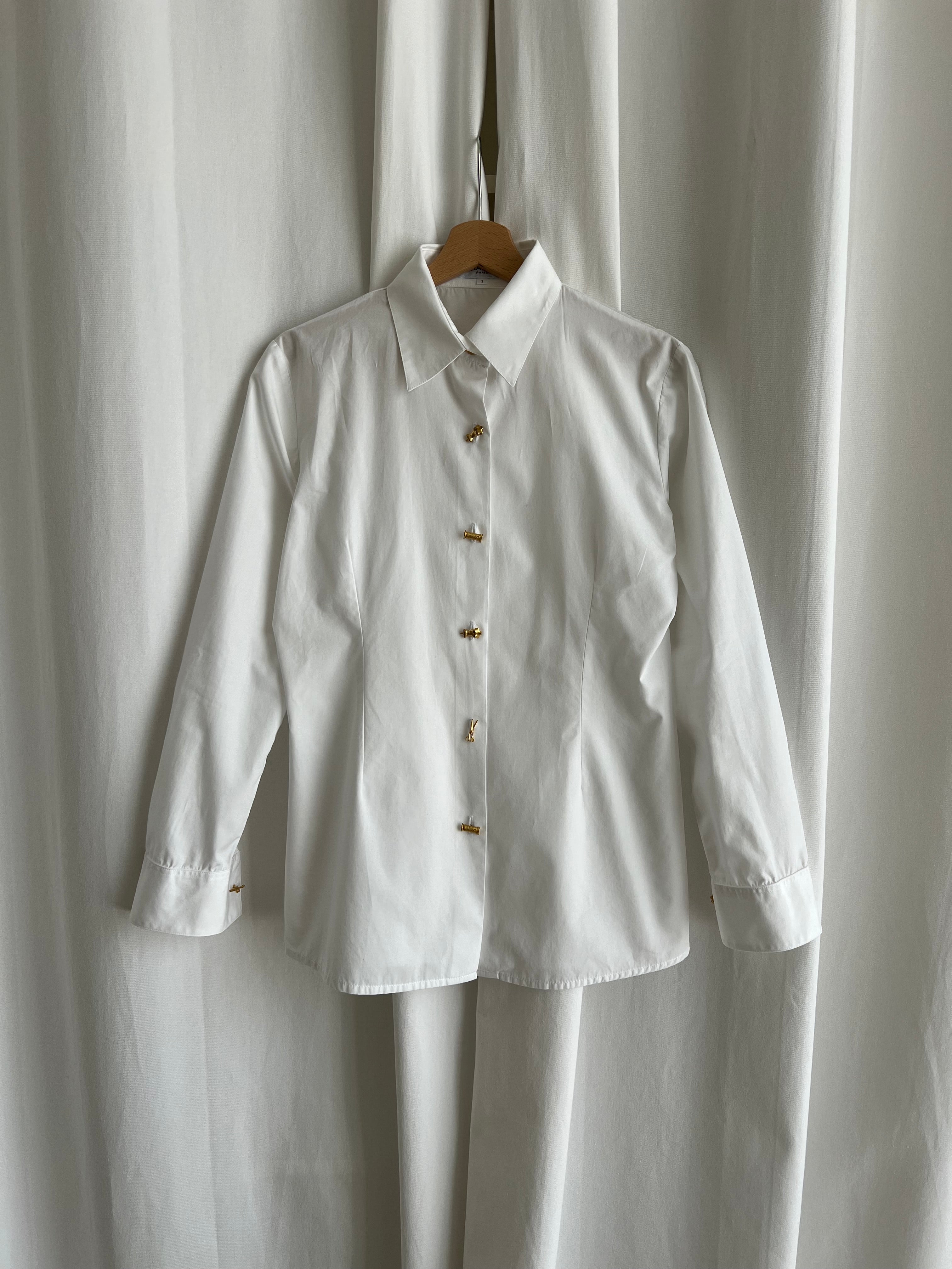 Pure cotton golden buttons white shirt