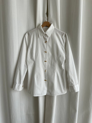 Pure cotton golden buttons white shirt
