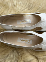 Real leather white ballet flats
