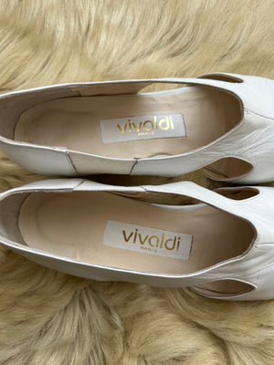 Real leather white ballet flats