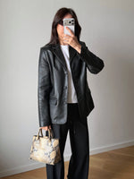 Real leather 90s black blazer