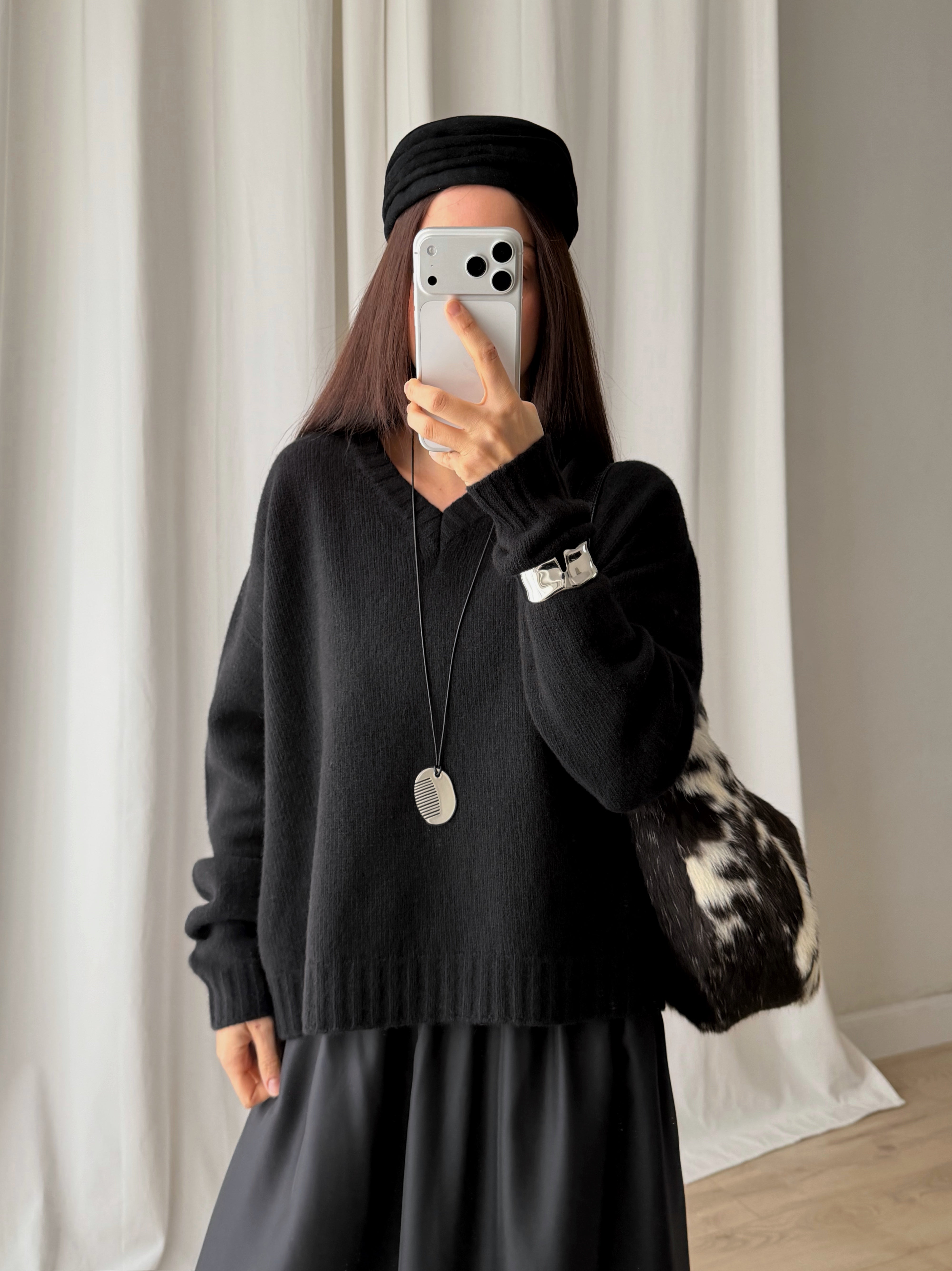 100% merino wool soft pull - Carbone