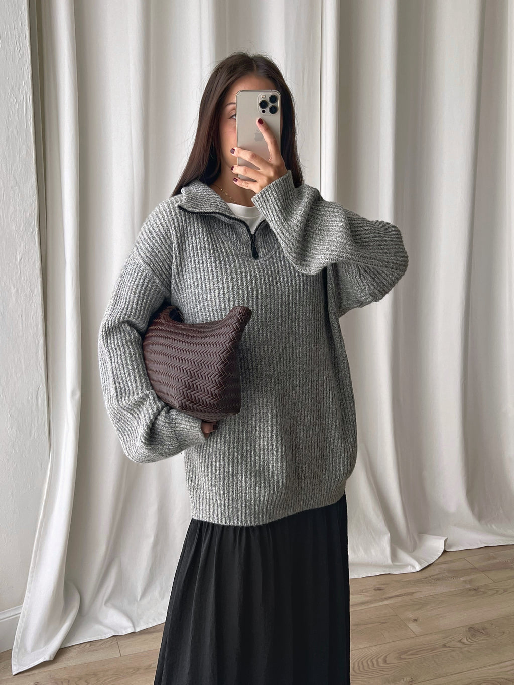 Italian 100% wool oversize grey pull