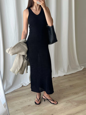 DKNY knitted long black dress