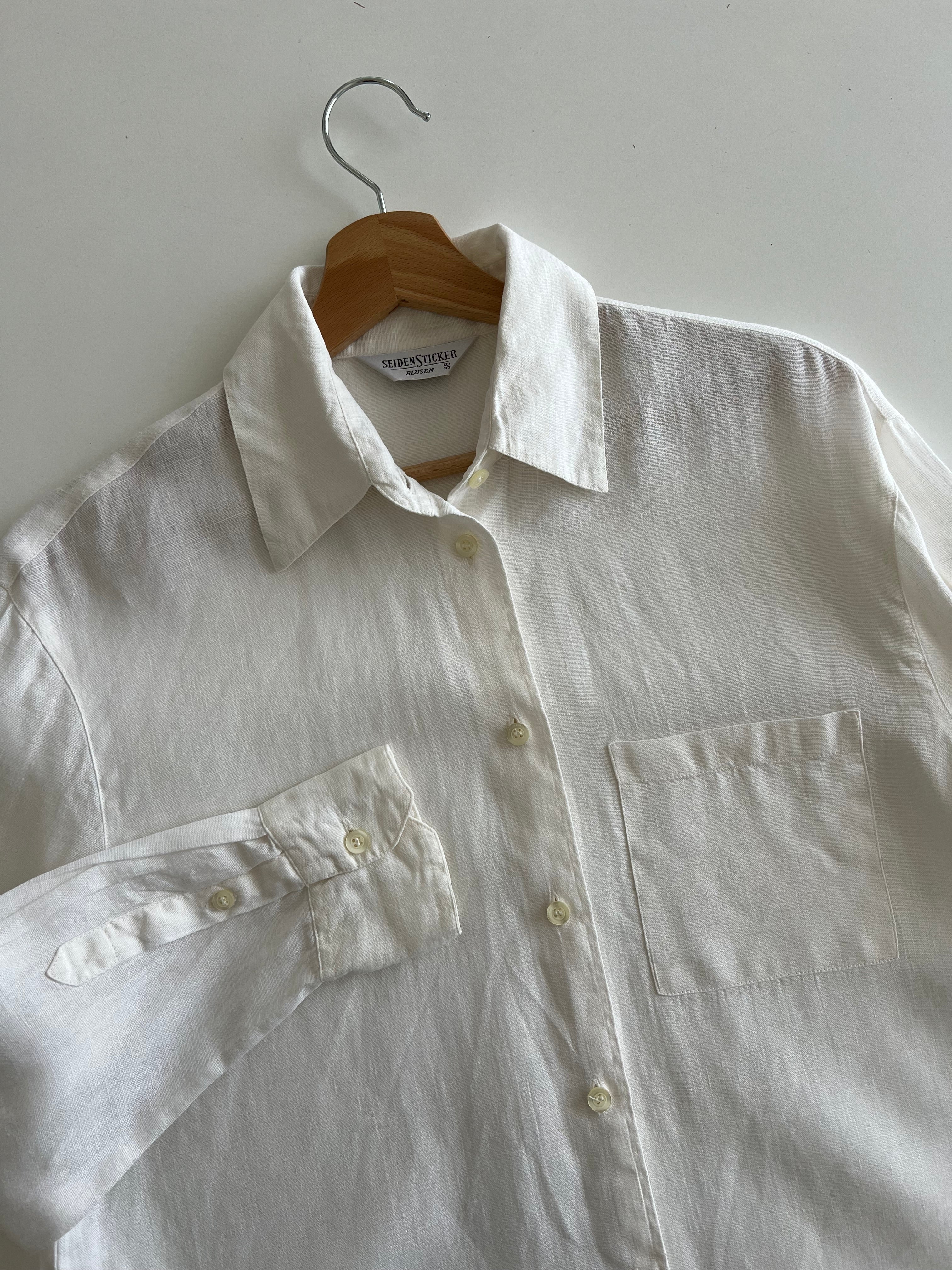 100% linen essential white shirt