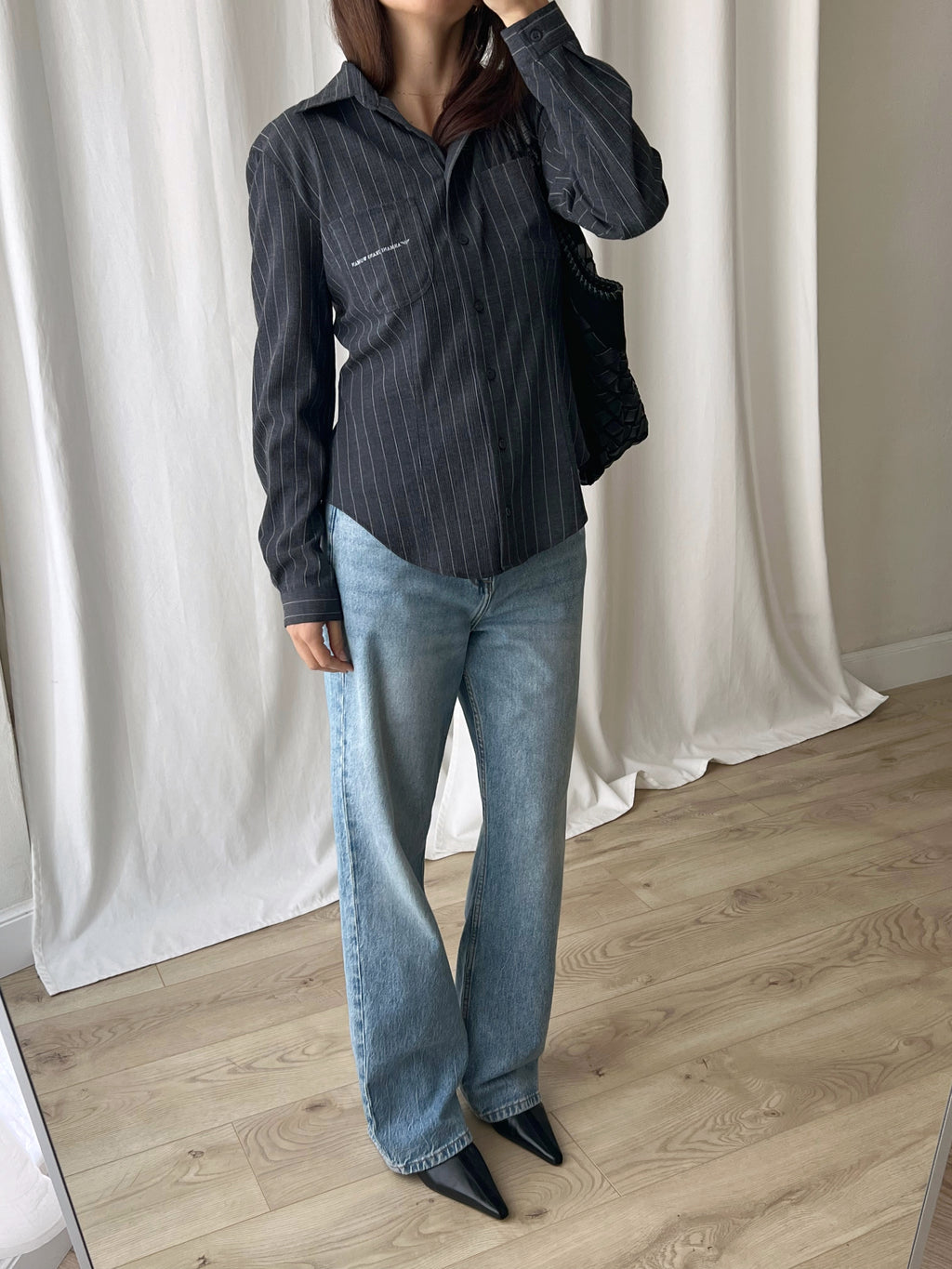 Armani viscose blend pinstriped shirt