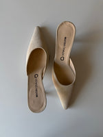 Real suede leather cream mule