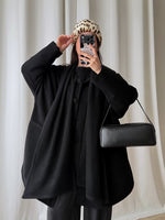 Wool and cashmere black scarf coat