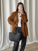 Real suede leather brown blazer